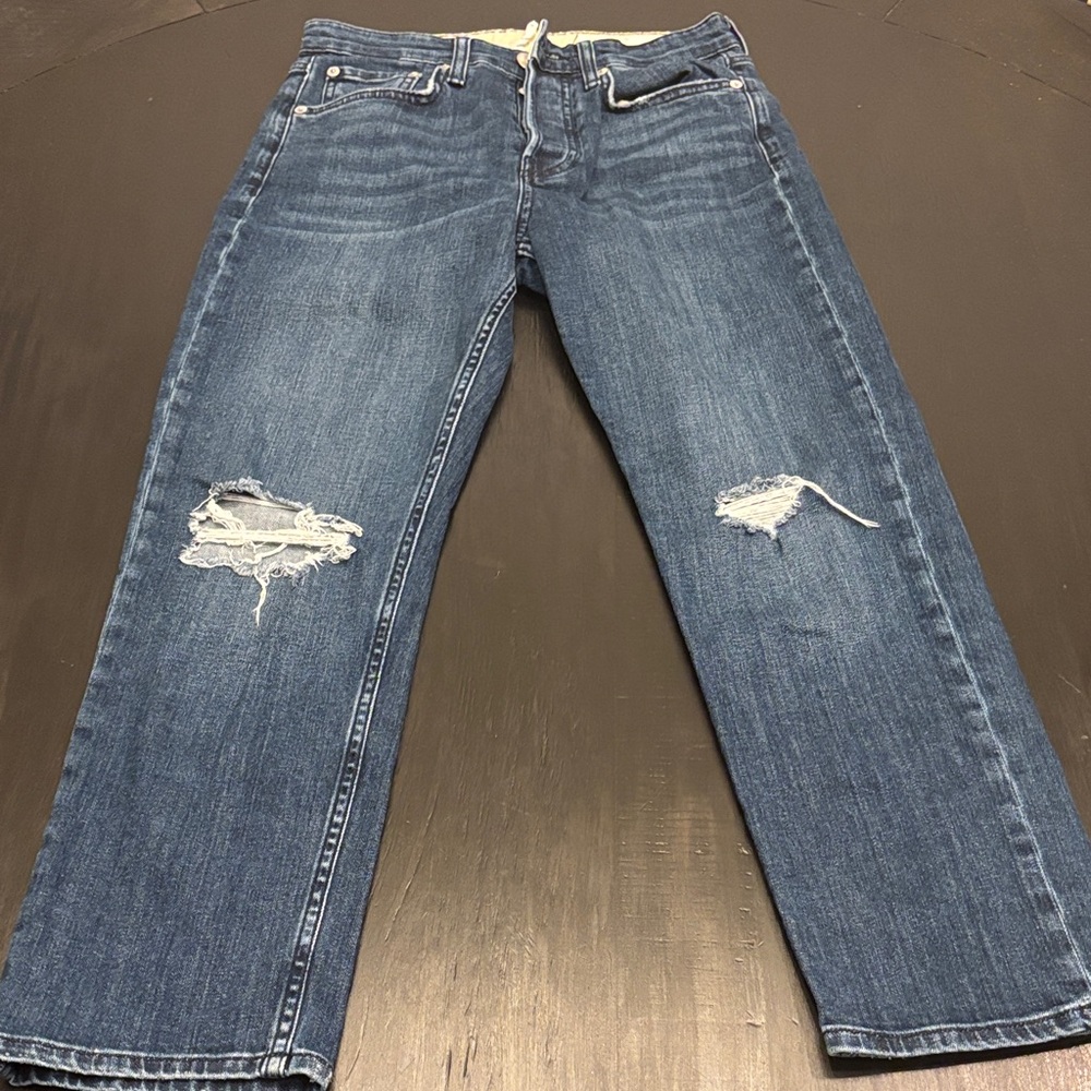 rag & bone Women's Distressed Blue Cropped Jeans